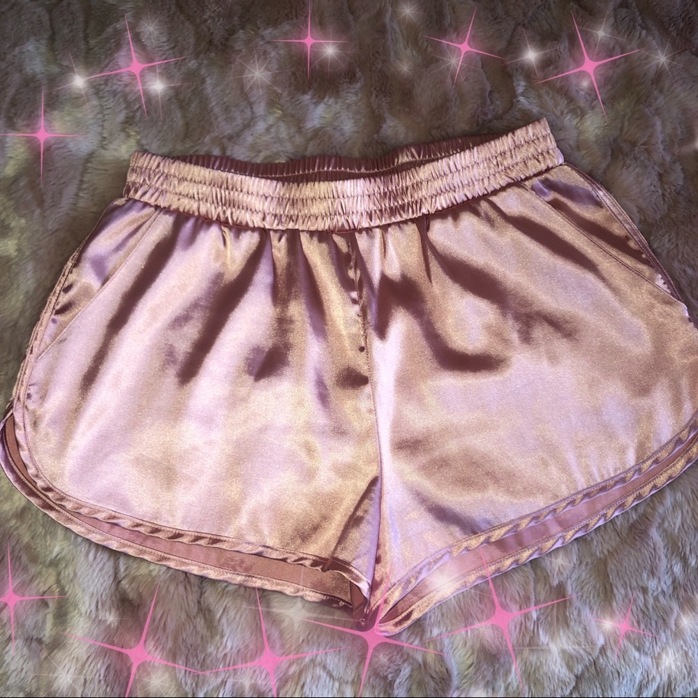 Satin Pink Shorts with Pockets